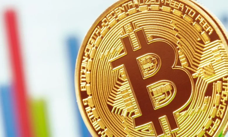 a close-up of a bitcoin